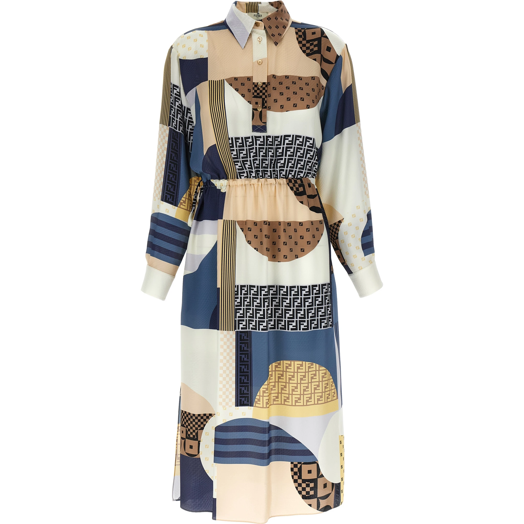 Multicolor Silk Midi Dress
