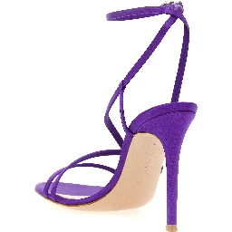 Purple Fabric Stiletto Heel Sandals