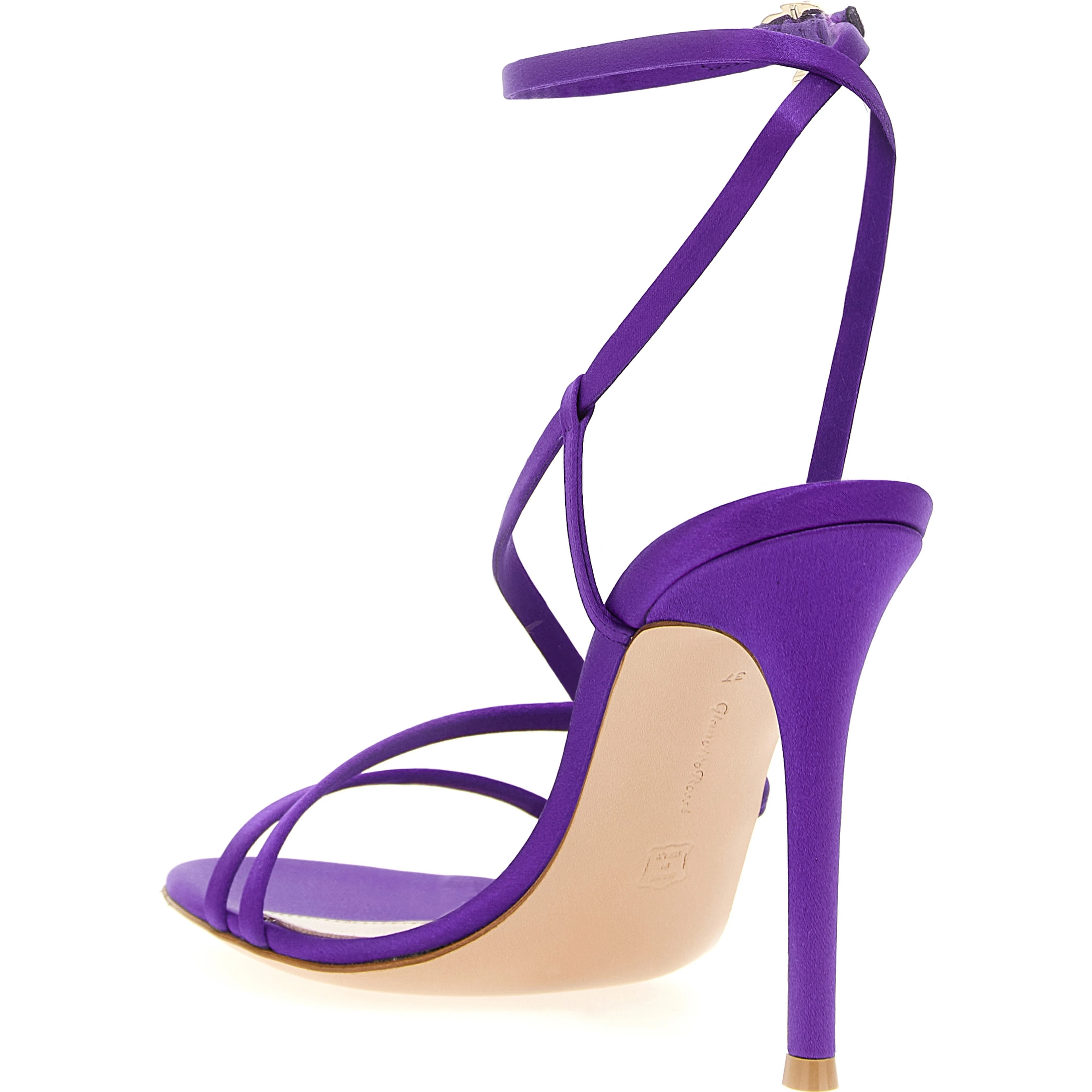 Purple Fabric Stiletto Heel Sandals