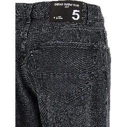 Gray Cotton Straight-Leg Jeans