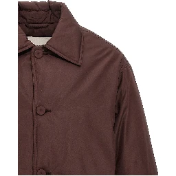 Brown Polyester Full-Length Jacket