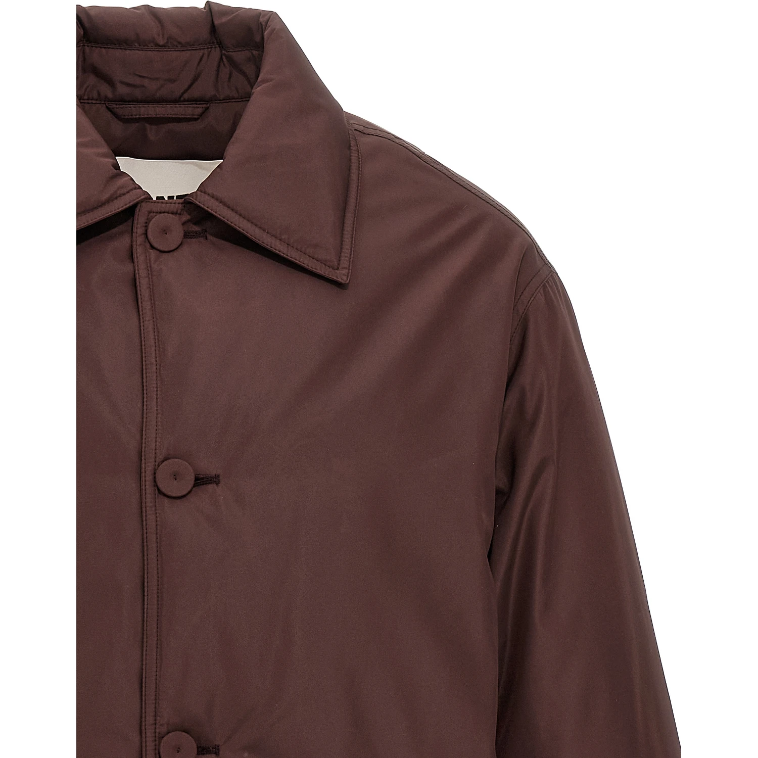 Brown Polyester Full-Length Jacket