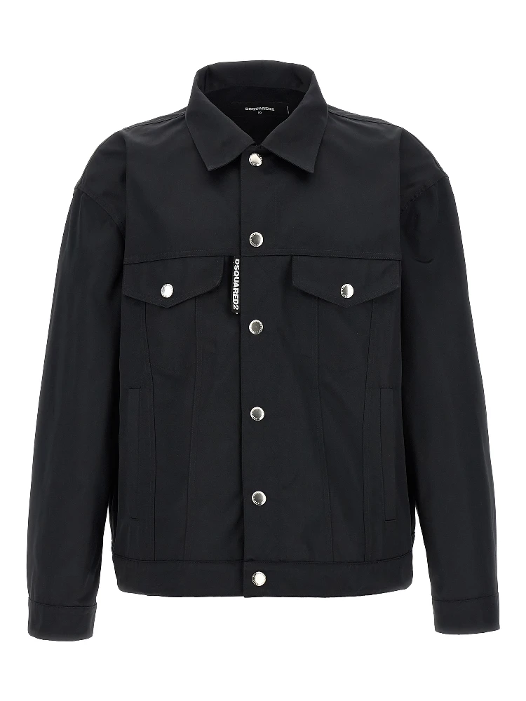 Black Polyester Full-Length Jacket