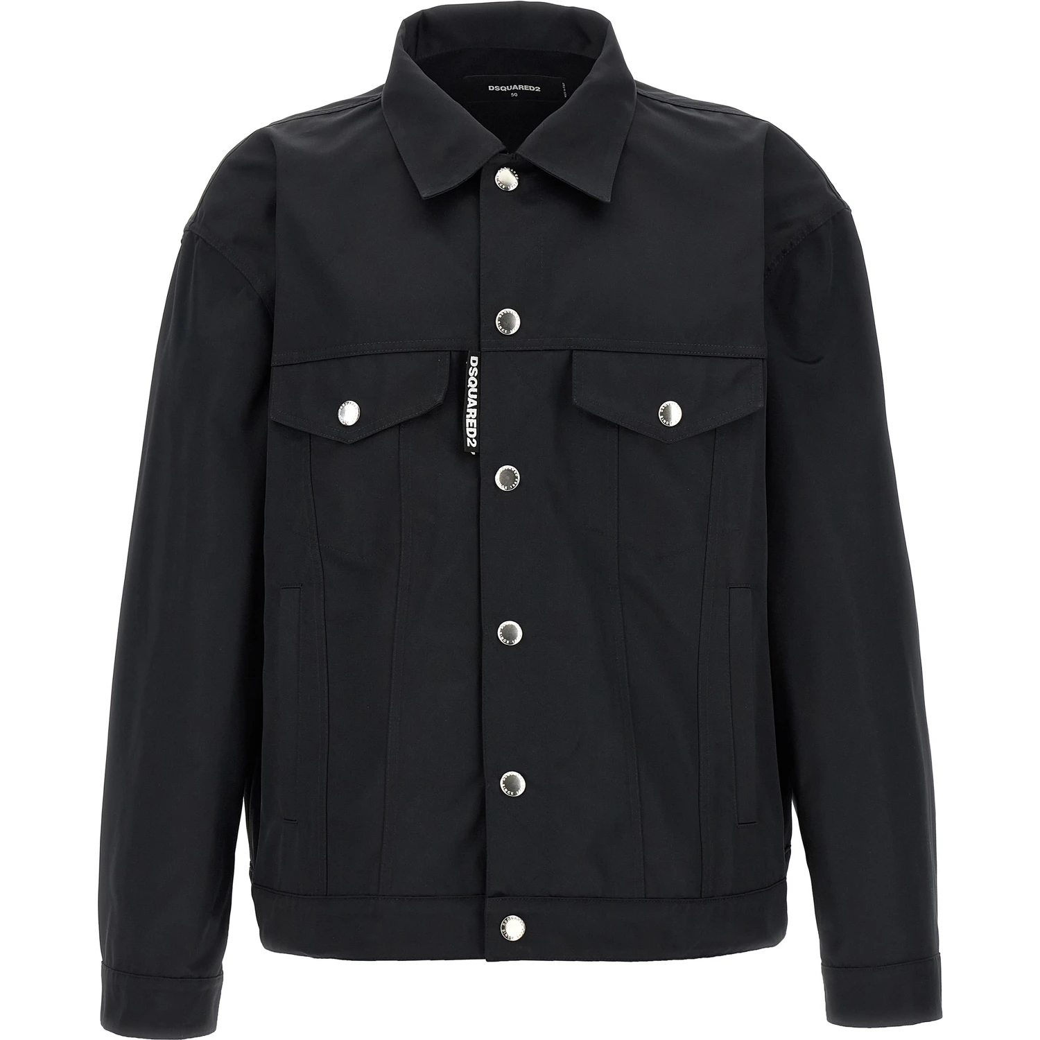 Black Polyester Full-Length Jacket