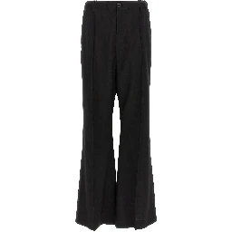 Black Virgin Wool Casual Pants