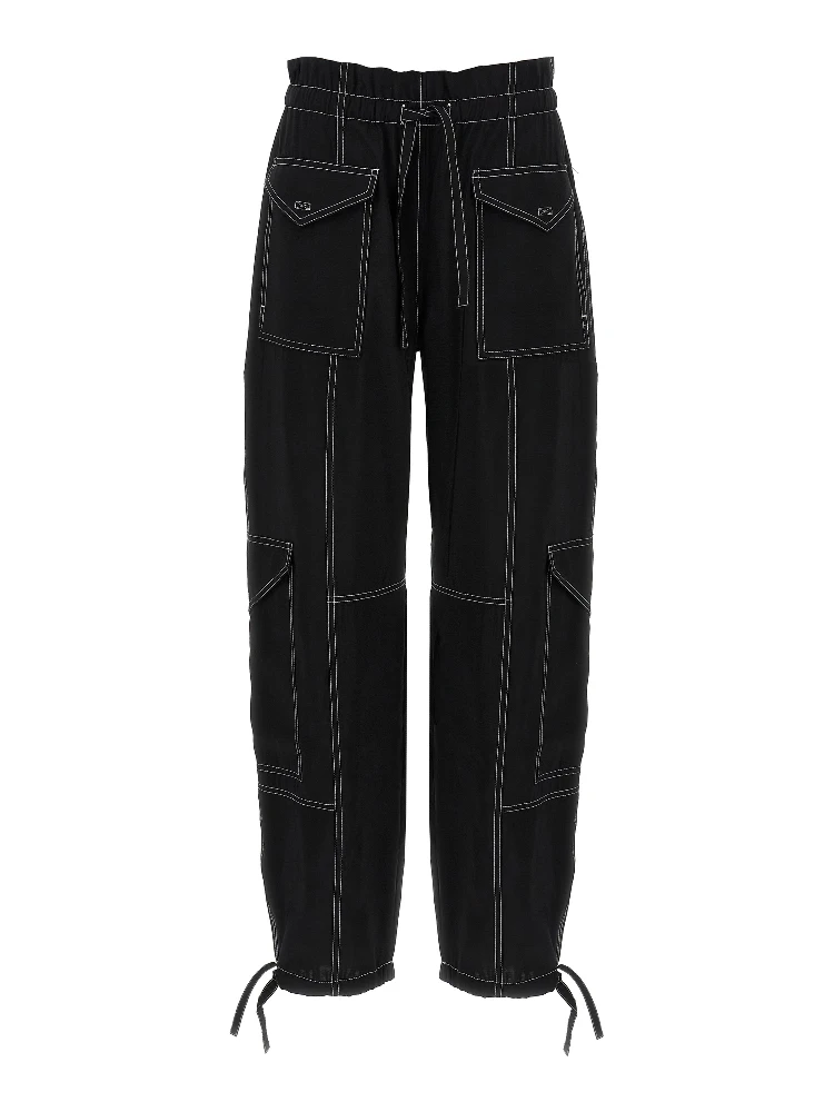 Black Viscose Casual Pants