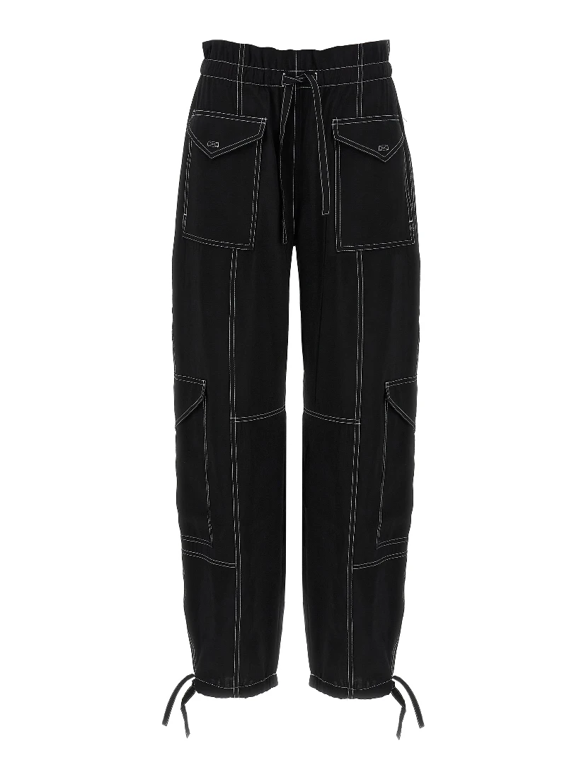 Black Viscose Casual Pants