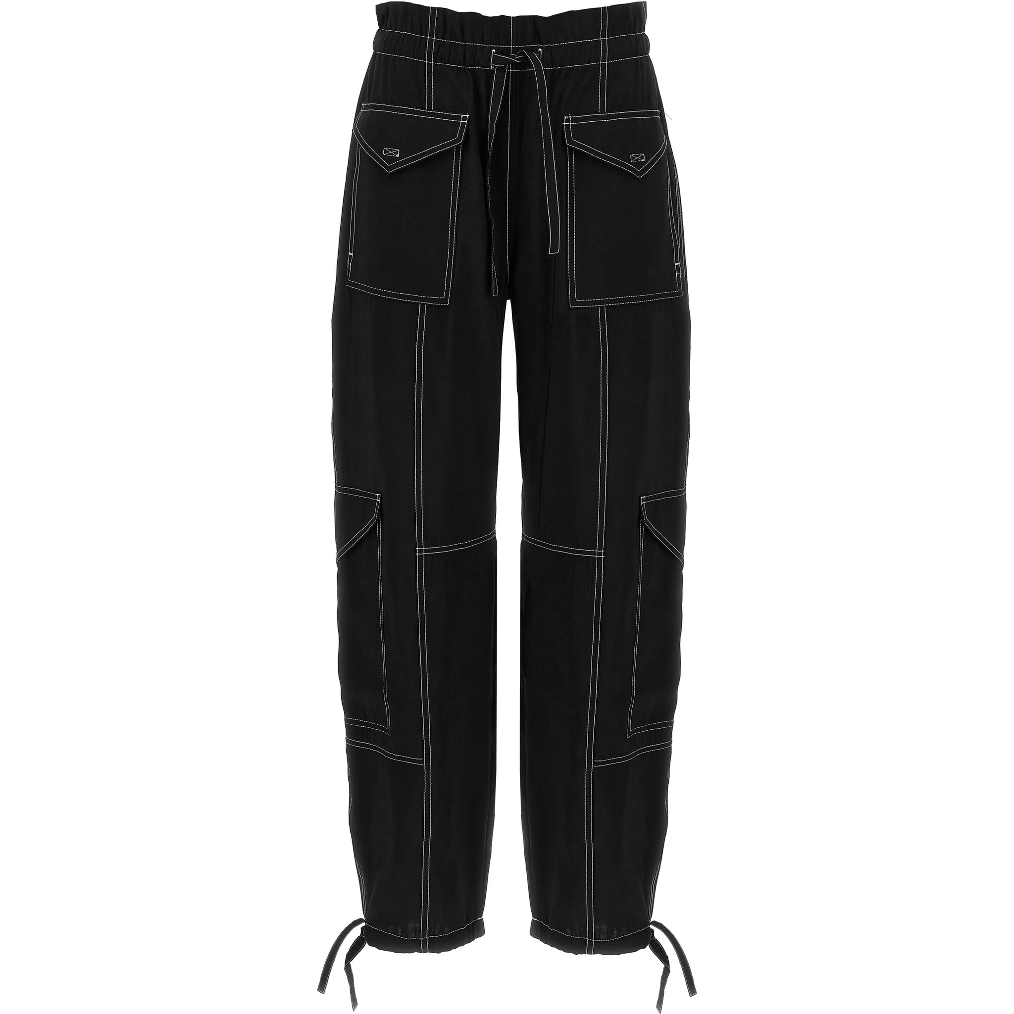 Black Viscose Casual Pants