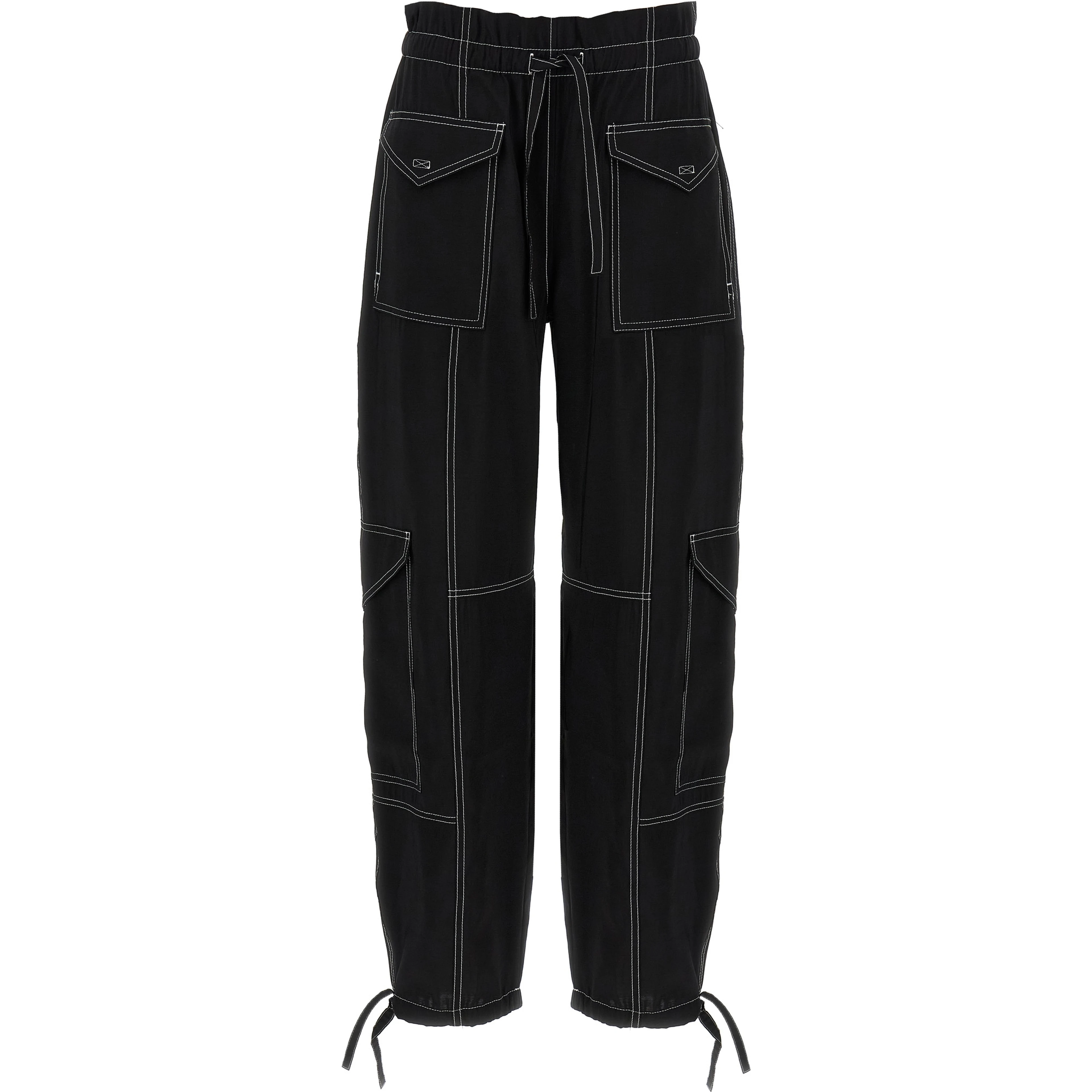 Black Viscose Casual Pants