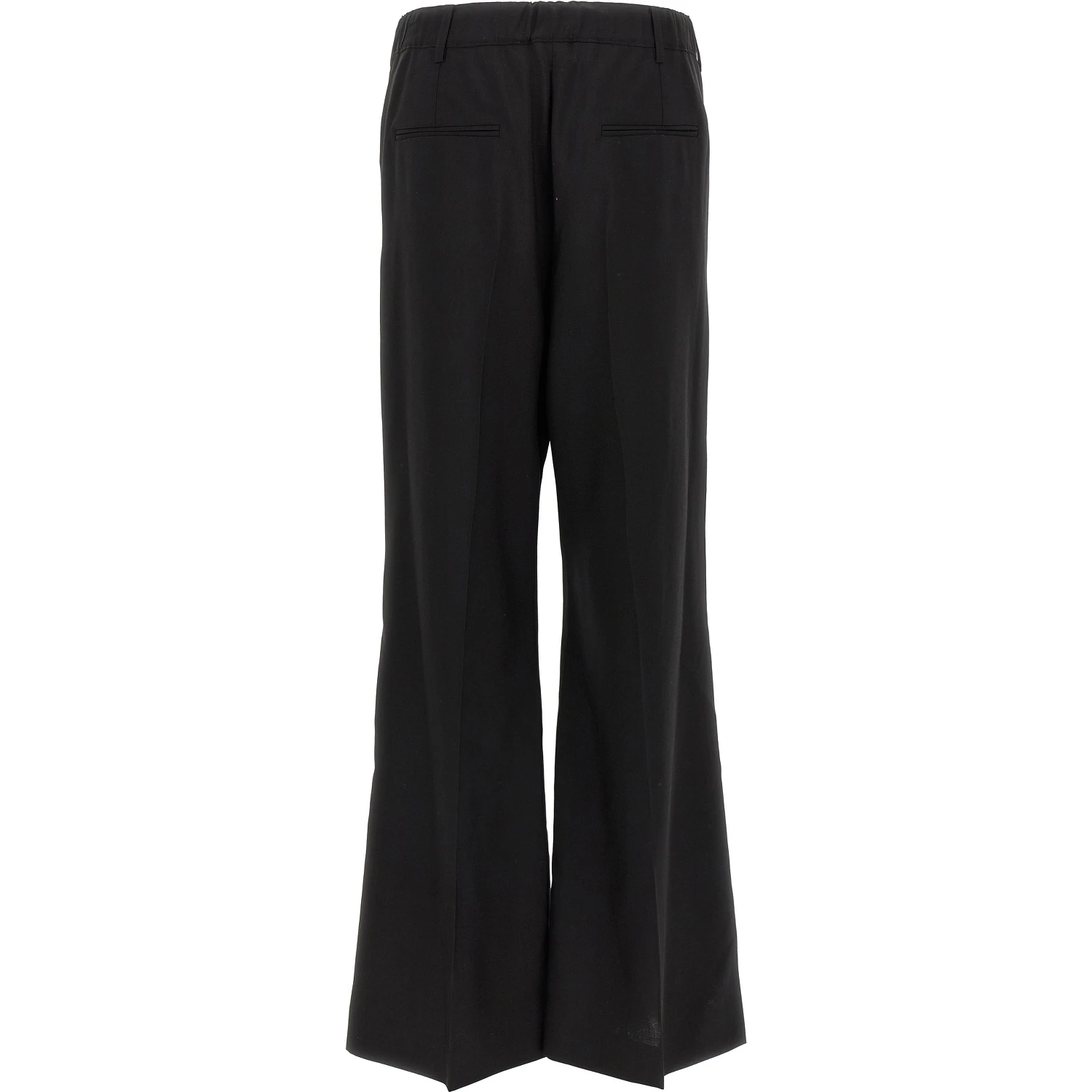 Black Virgin Wool Casual Pants