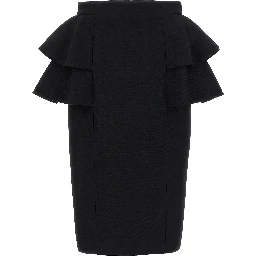Black Virgin Wool Midi Skirt