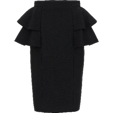 Black Virgin Wool Midi Skirt
