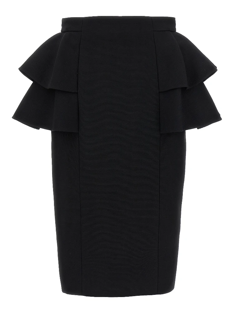 Black Virgin Wool Midi Skirt