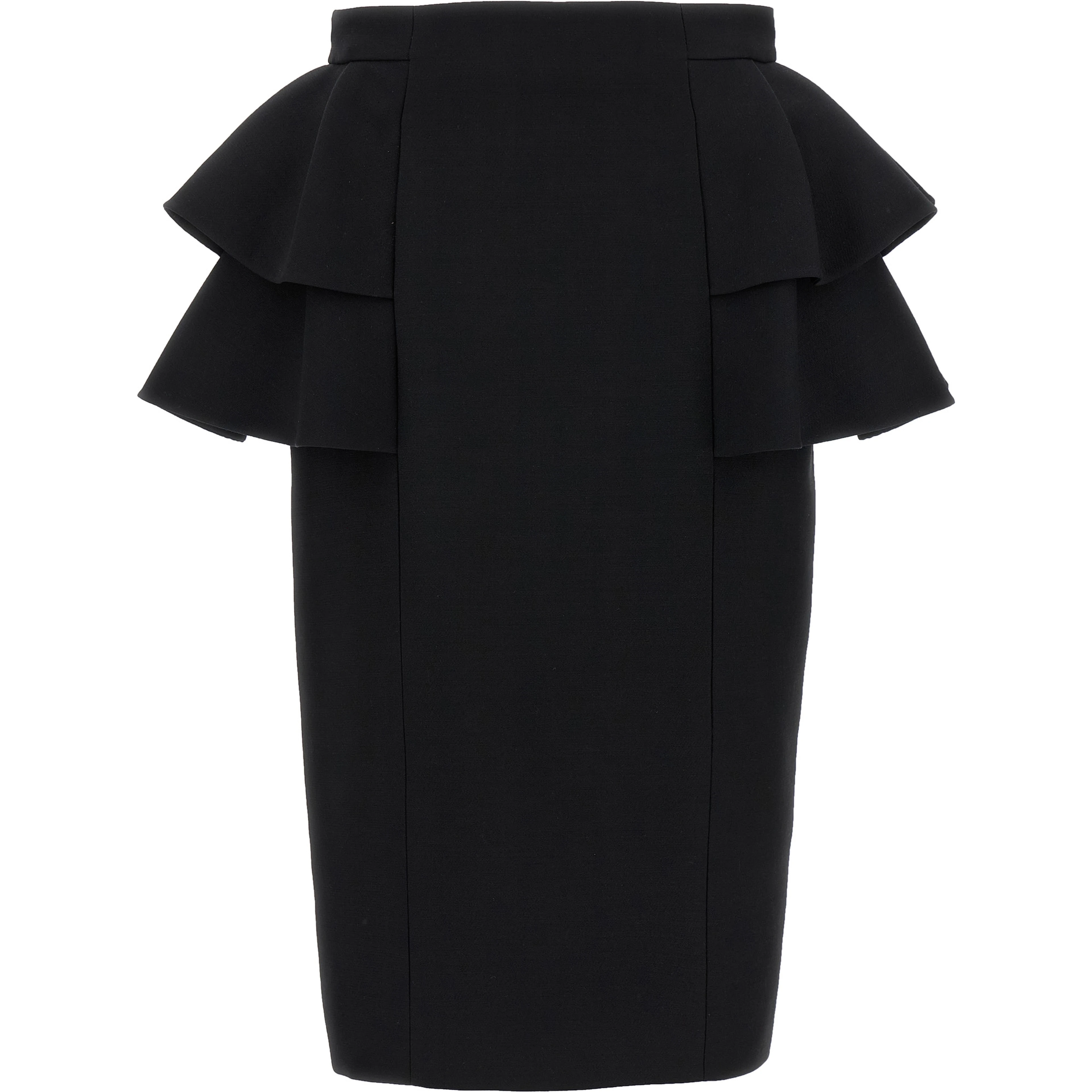 Black Virgin Wool Midi Skirt