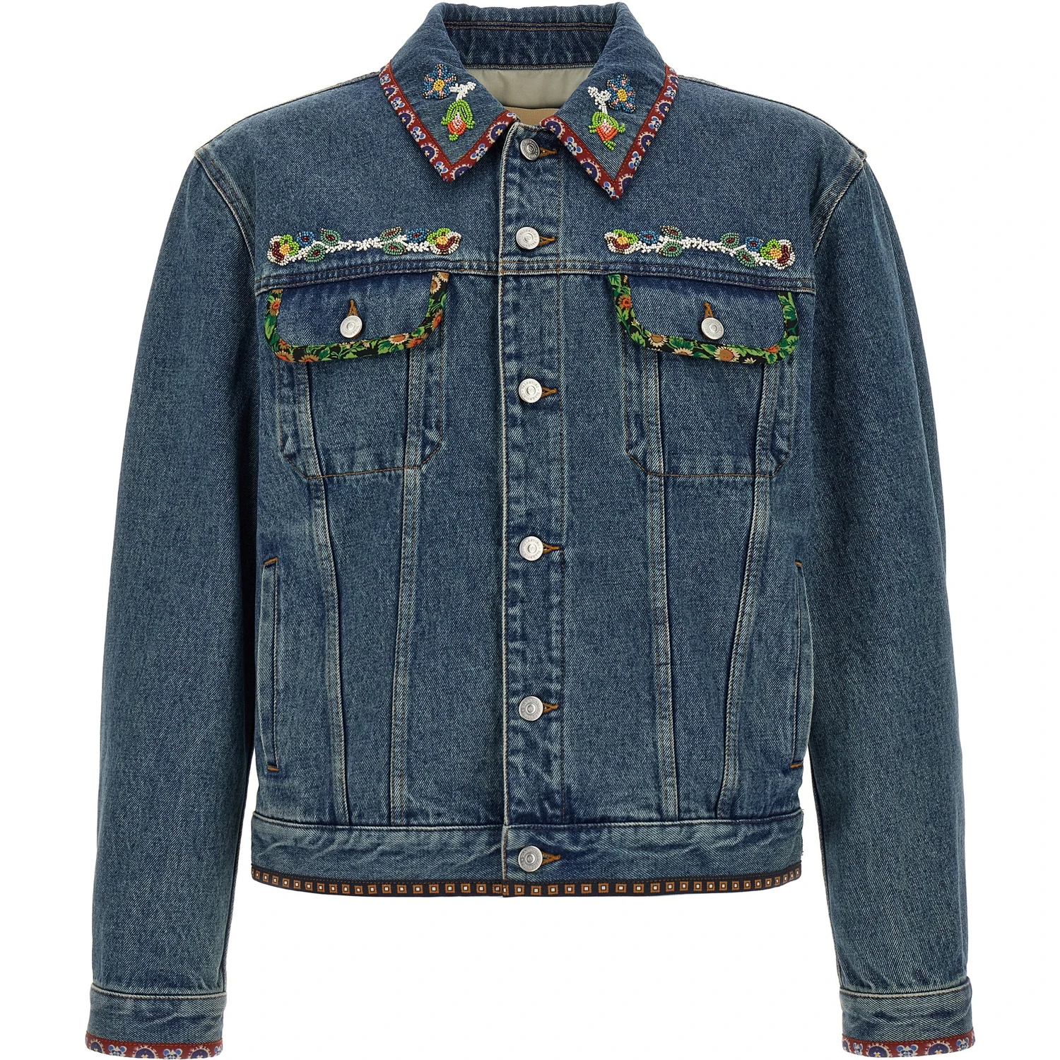Blue Polyamide Denim Jacket