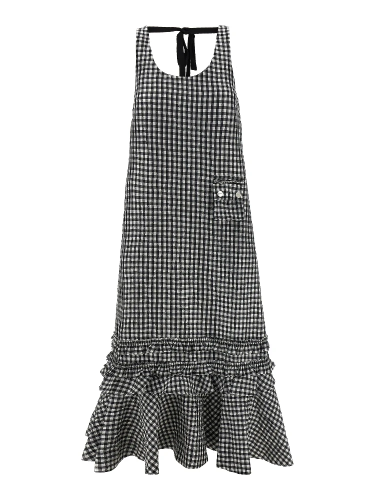 Black Polyester Midi Dress