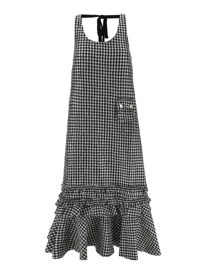 Black Polyester Midi Dress