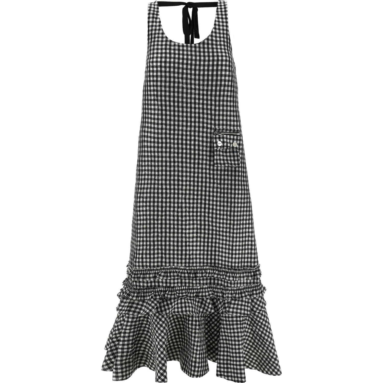 Black Polyester Midi Dress