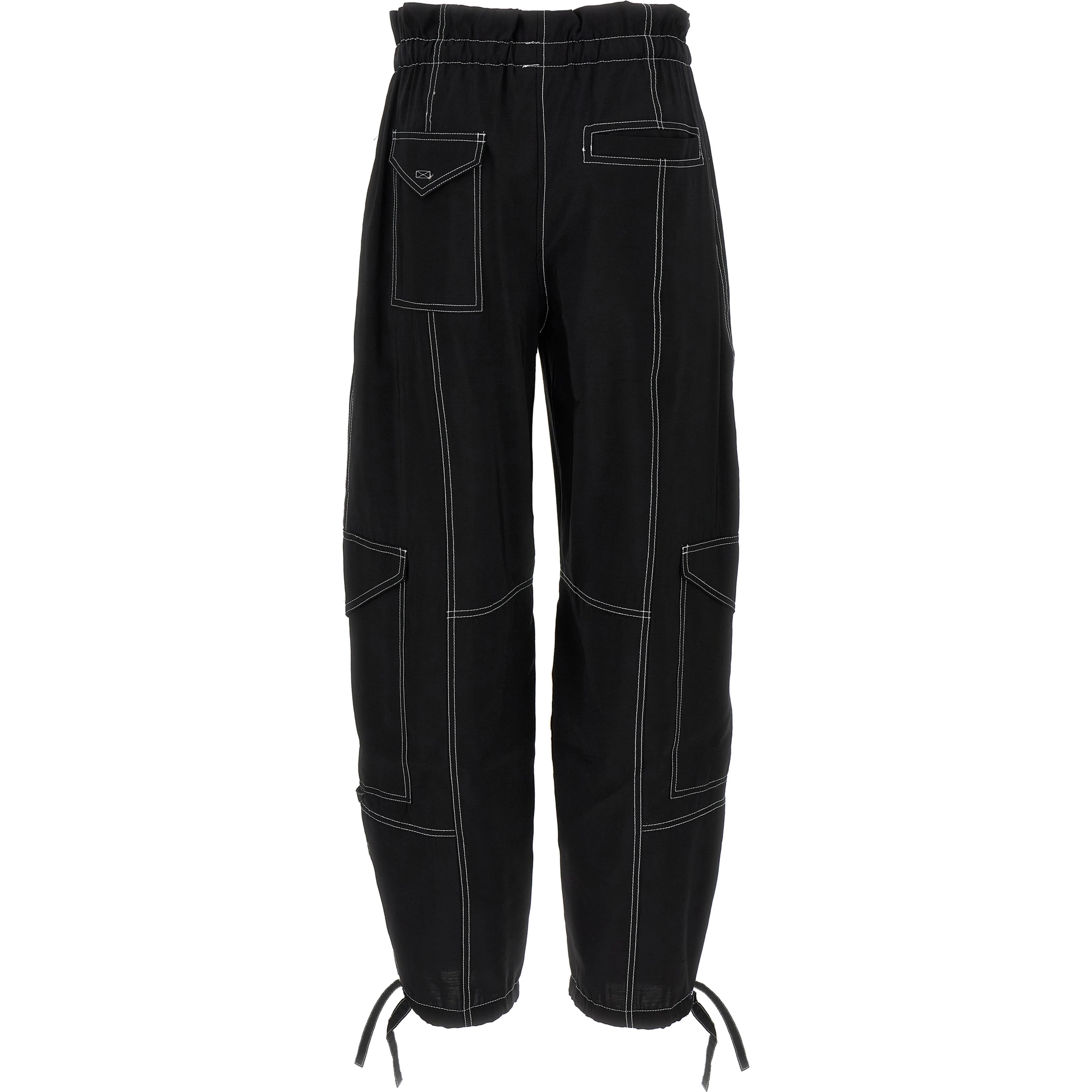 Black Viscose Casual Pants