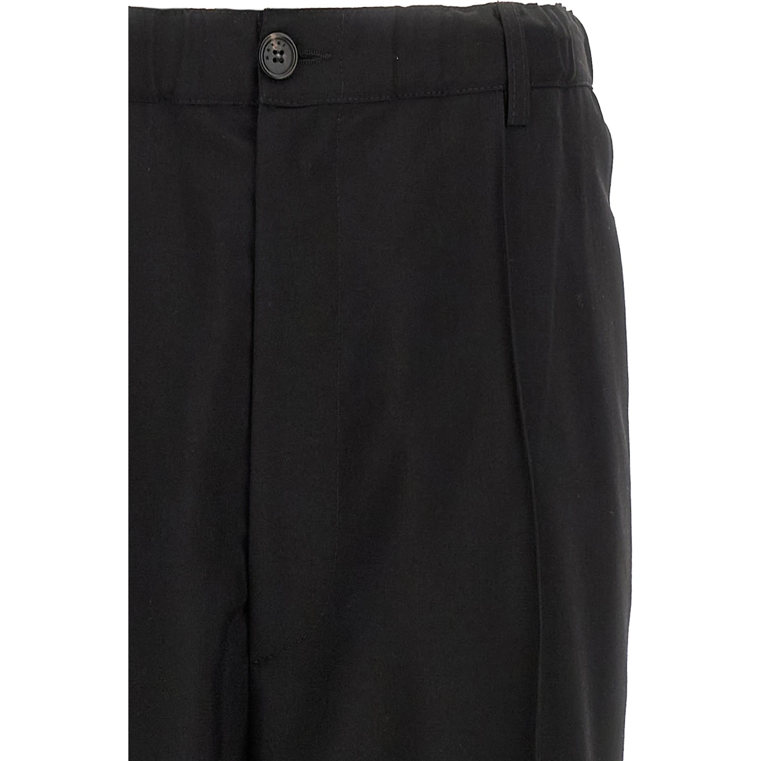 Black Virgin Wool Casual Pants