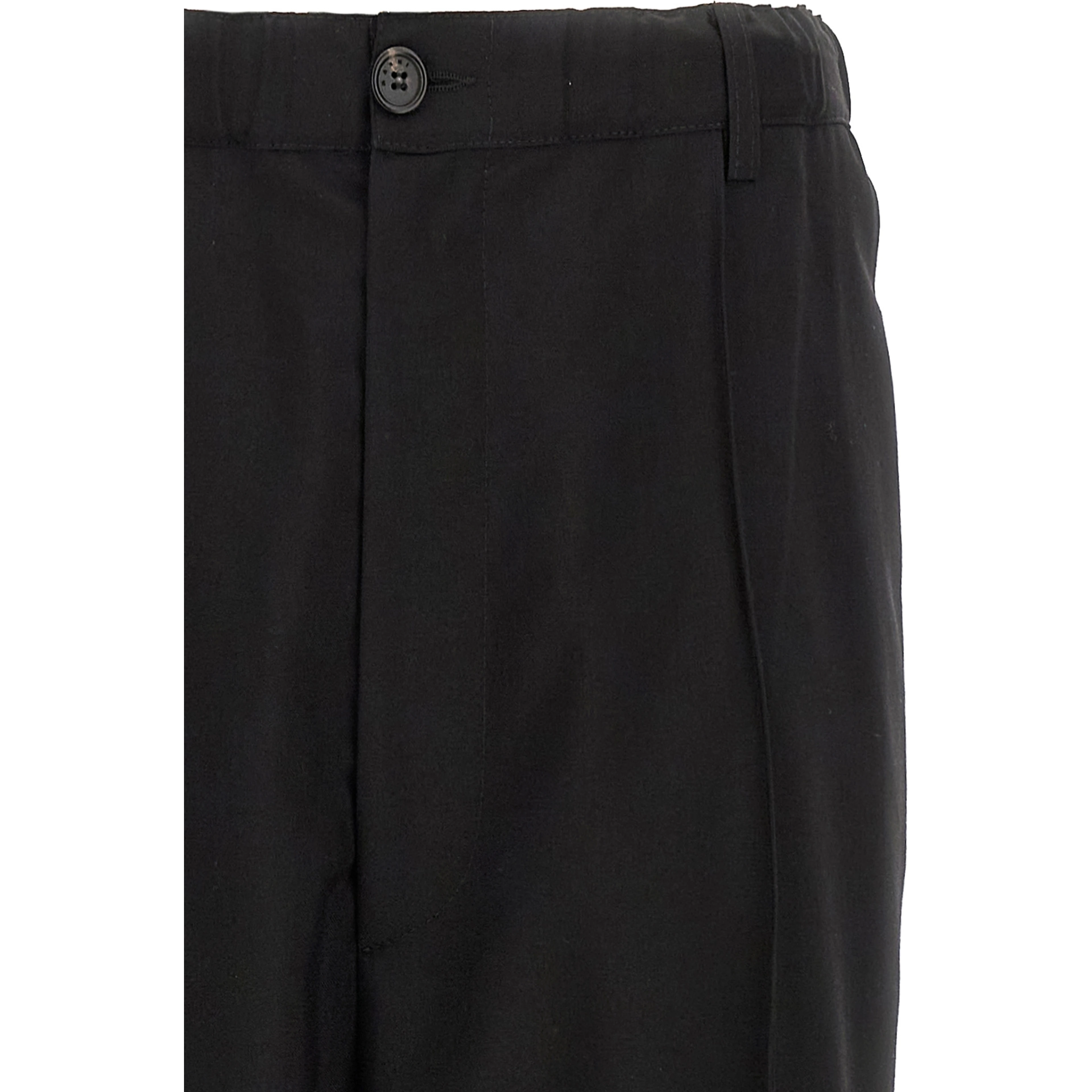 Black Virgin Wool Casual Pants
