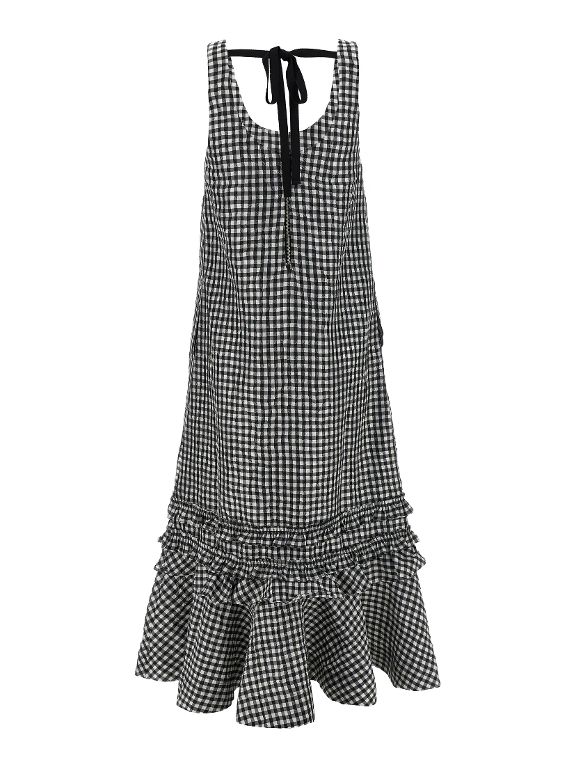 Black Polyester Midi Dress