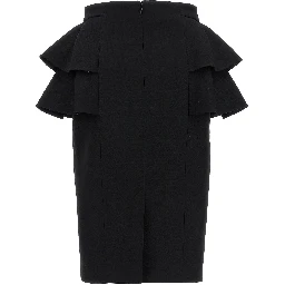Black Virgin Wool Midi Skirt