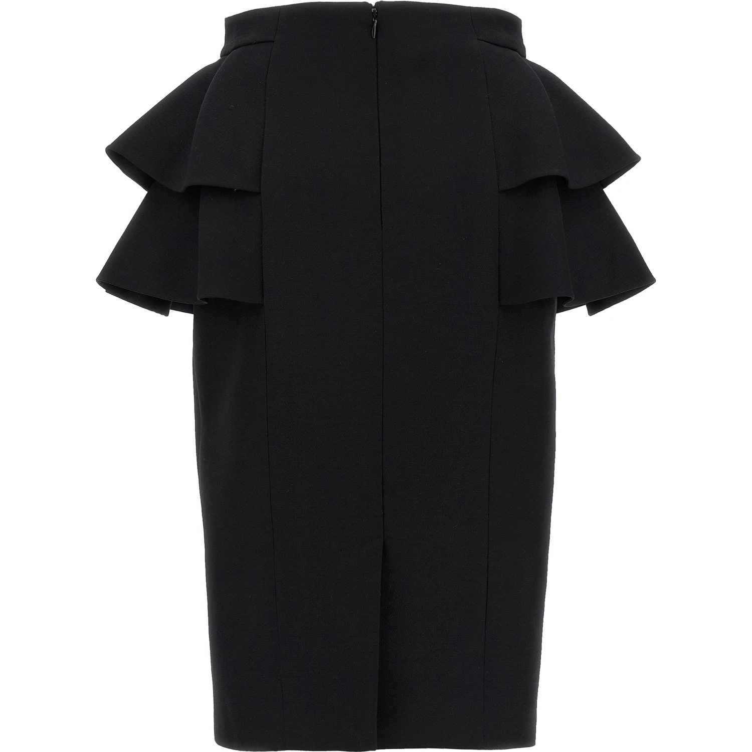 Black Virgin Wool Midi Skirt