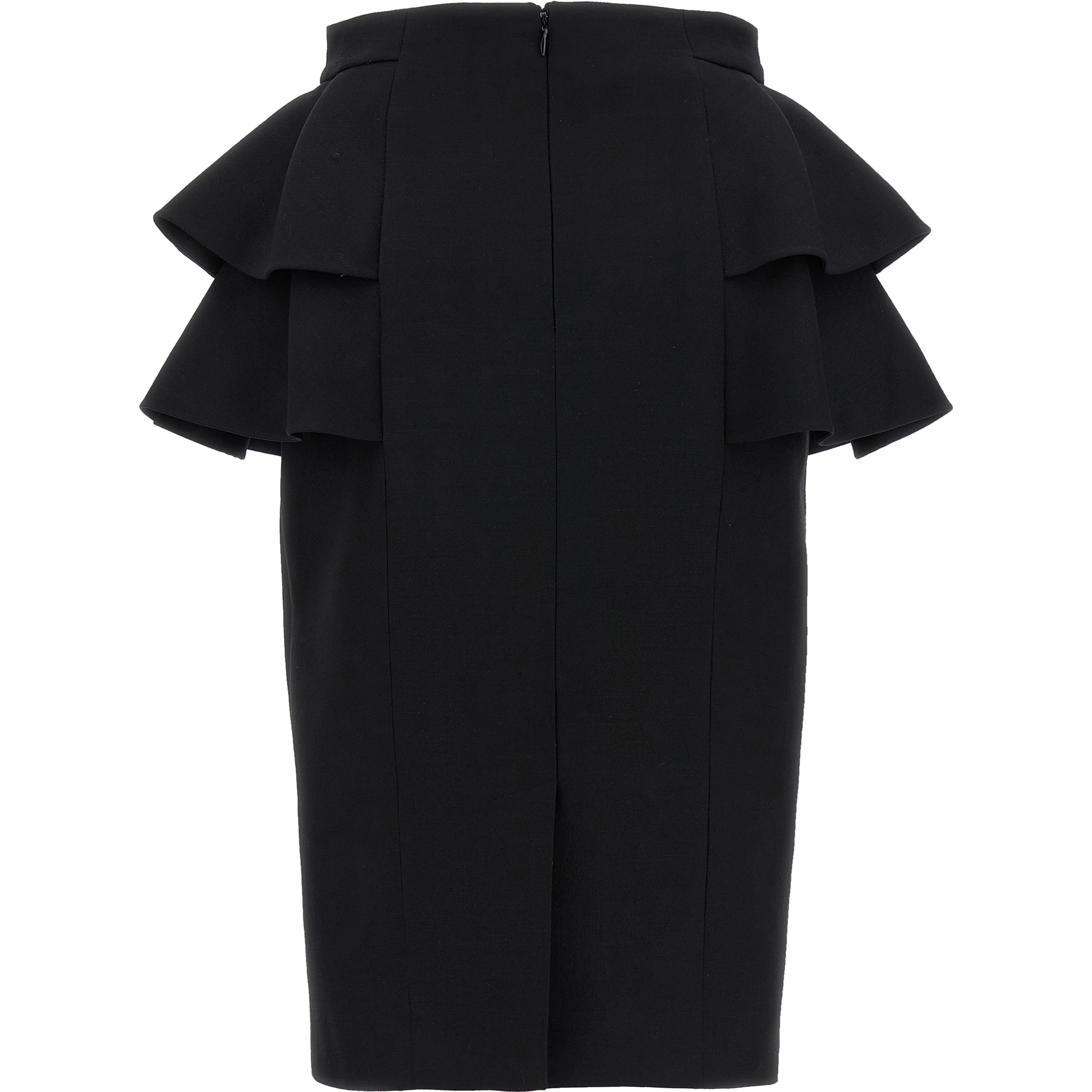 Black Virgin Wool Midi Skirt