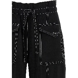 Black Viscose Casual Pants
