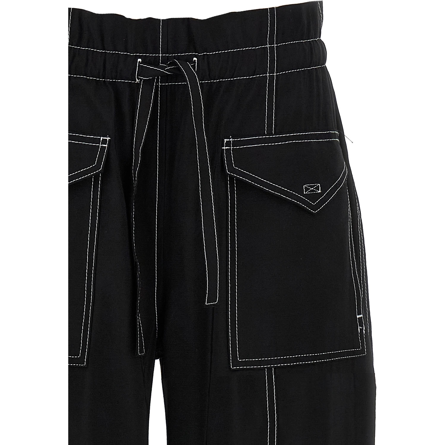 Black Viscose Casual Pants