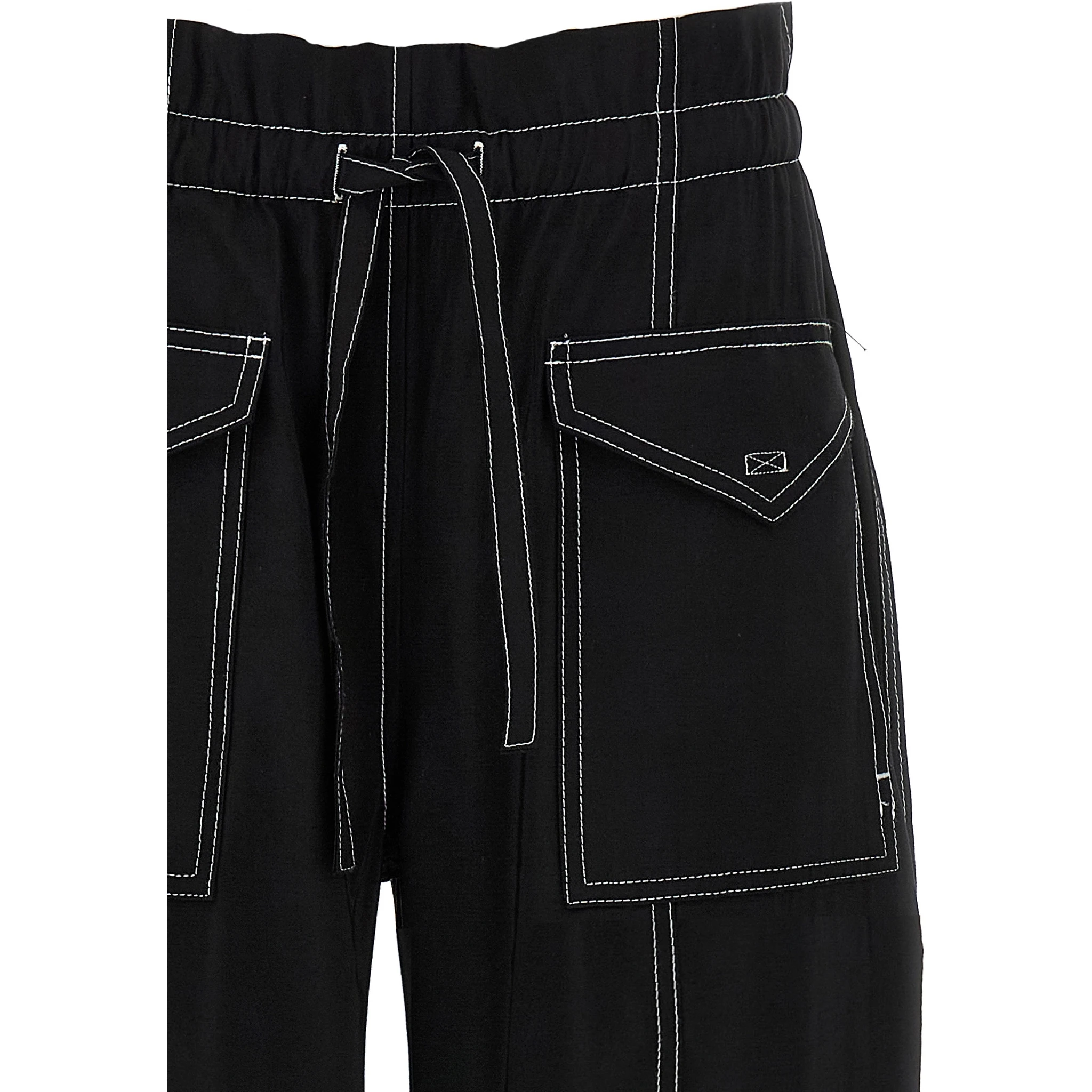 Black Viscose Casual Pants