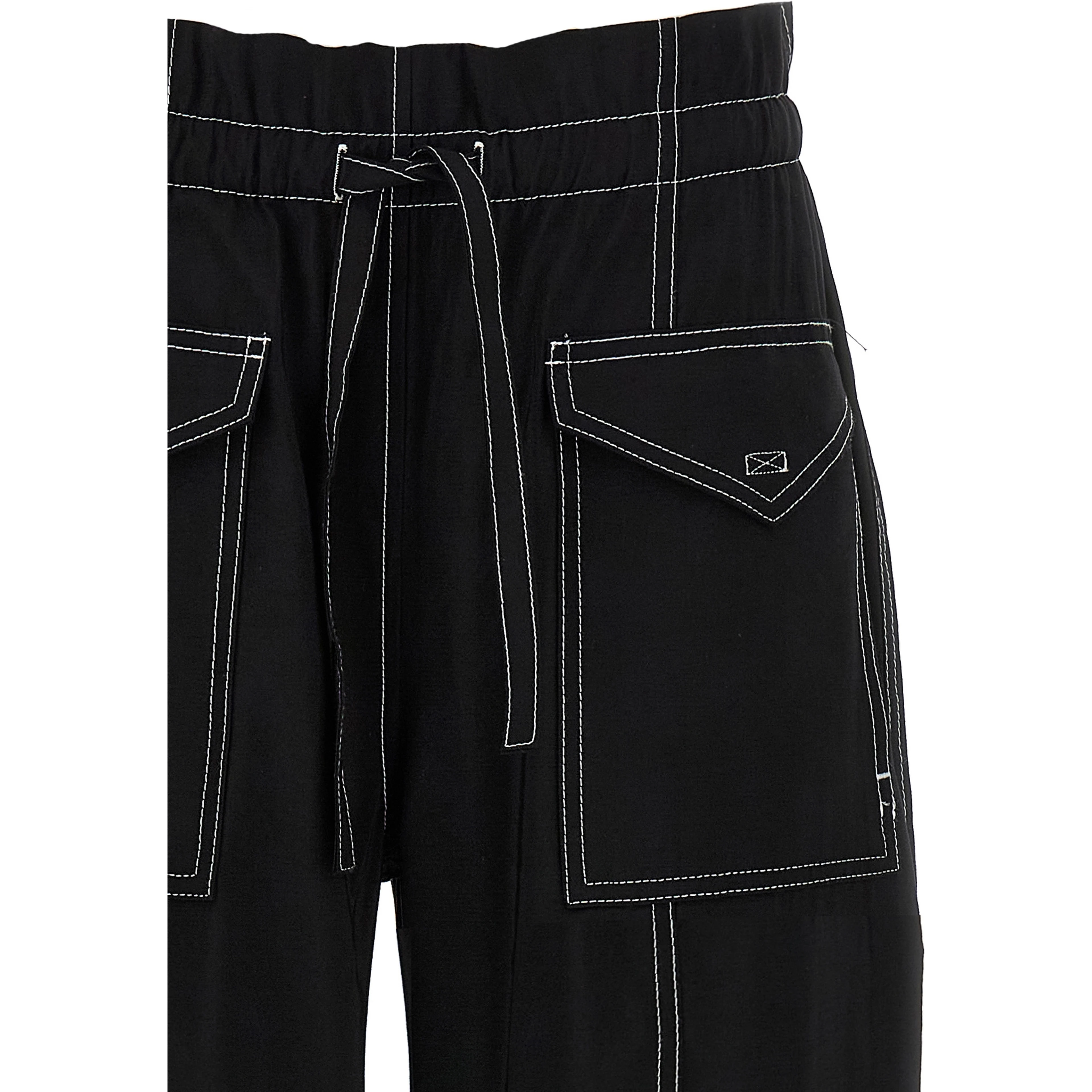 Black Viscose Casual Pants