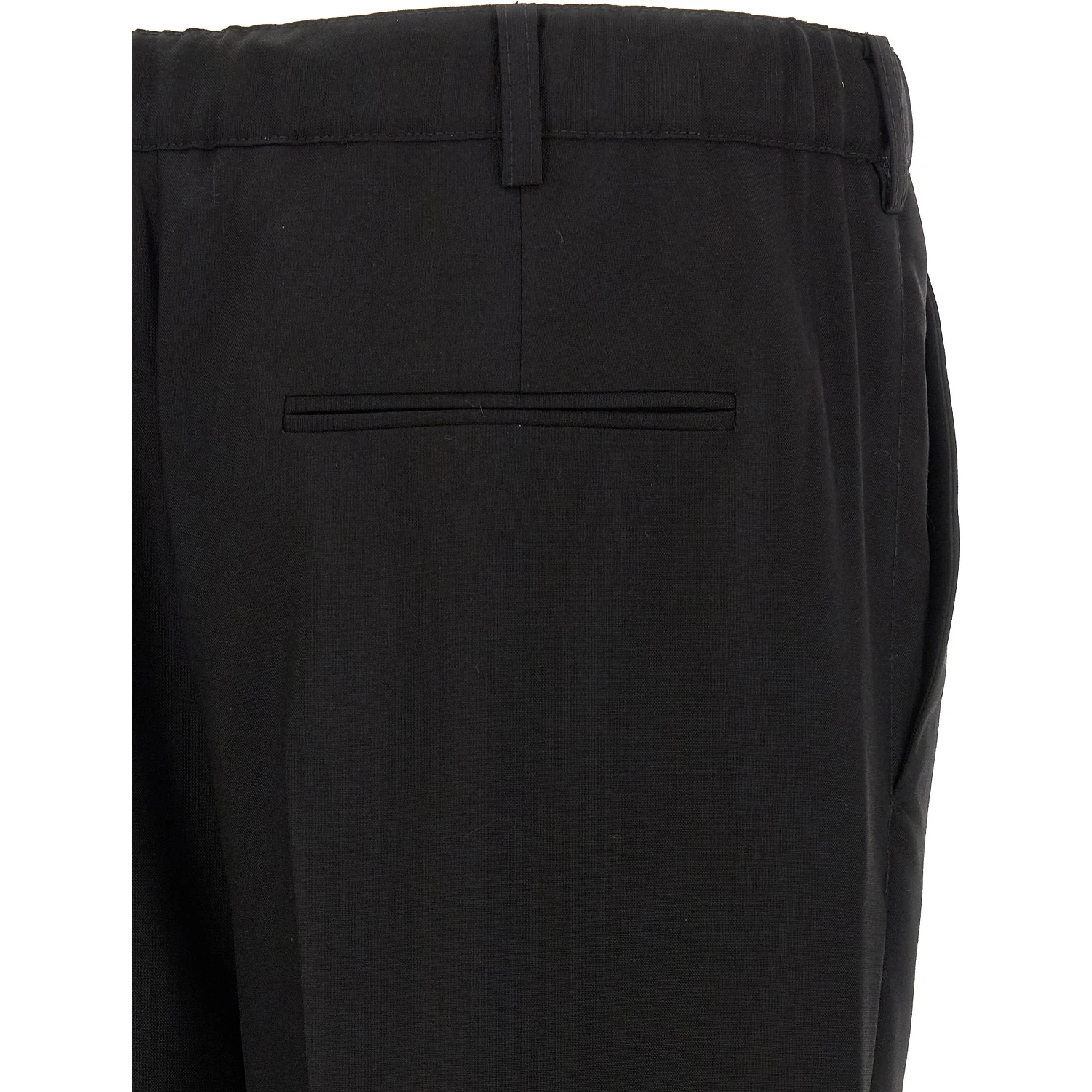 Black Virgin Wool Casual Pants