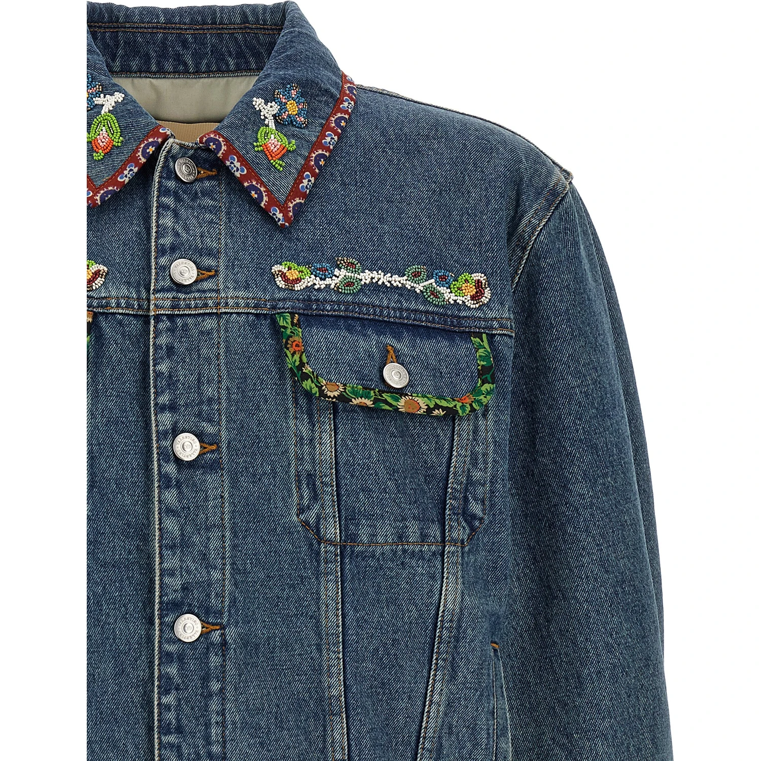 Blue Polyamide Denim Jacket