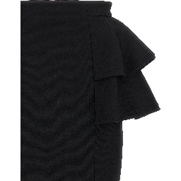 Black Virgin Wool Midi Skirt