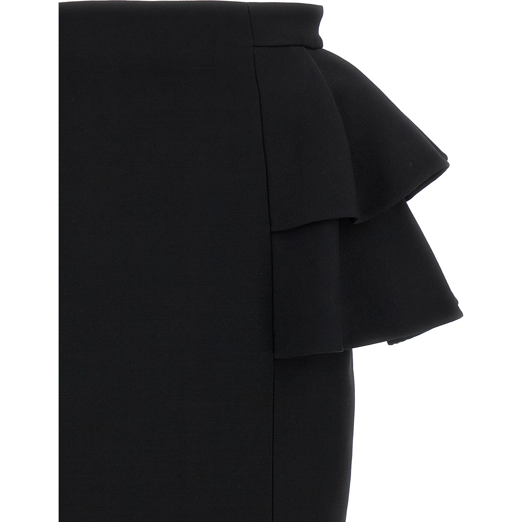 Black Virgin Wool Midi Skirt