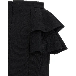 Black Virgin Wool Midi Skirt