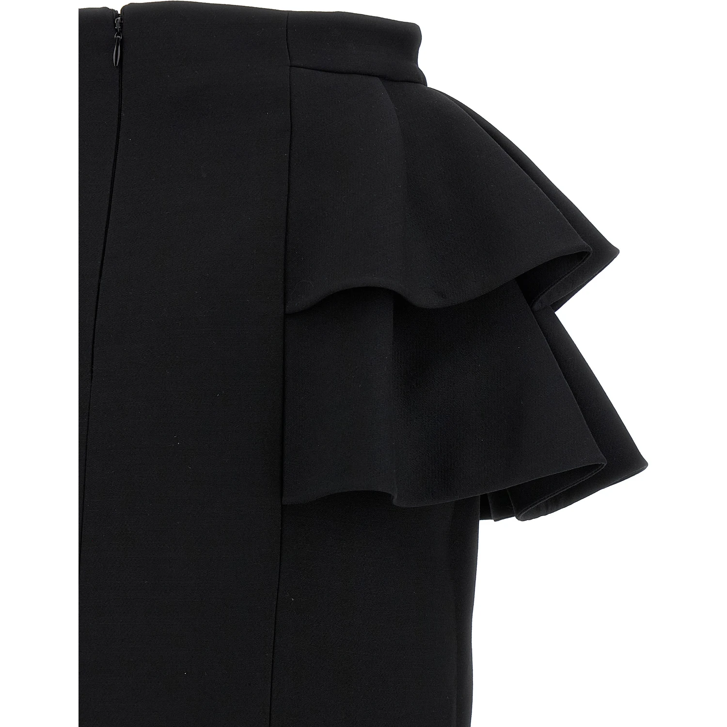 Black Virgin Wool Midi Skirt