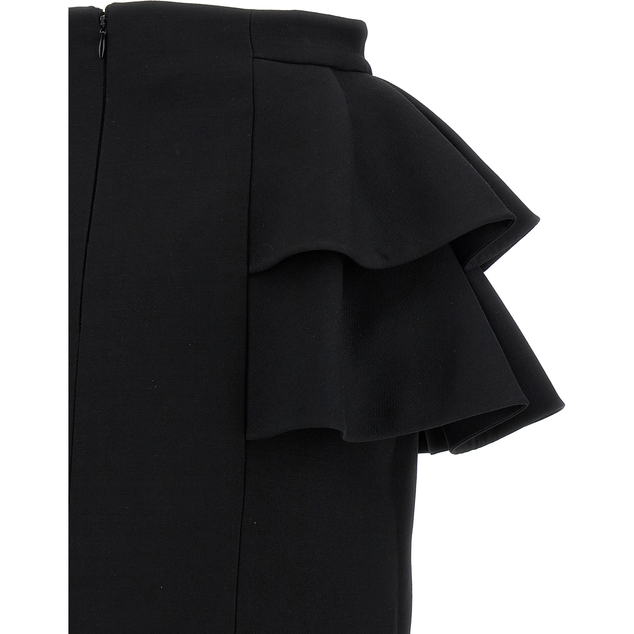 Black Virgin Wool Midi Skirt