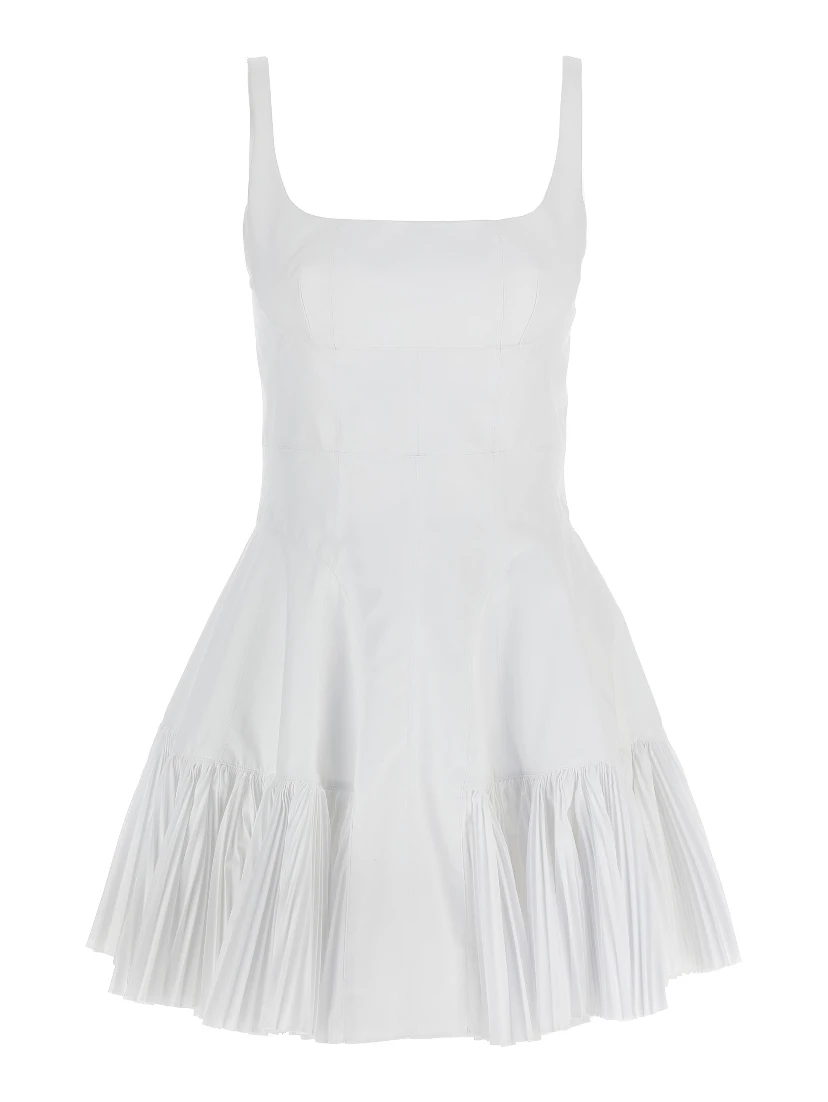 White Polyester Short Dress
