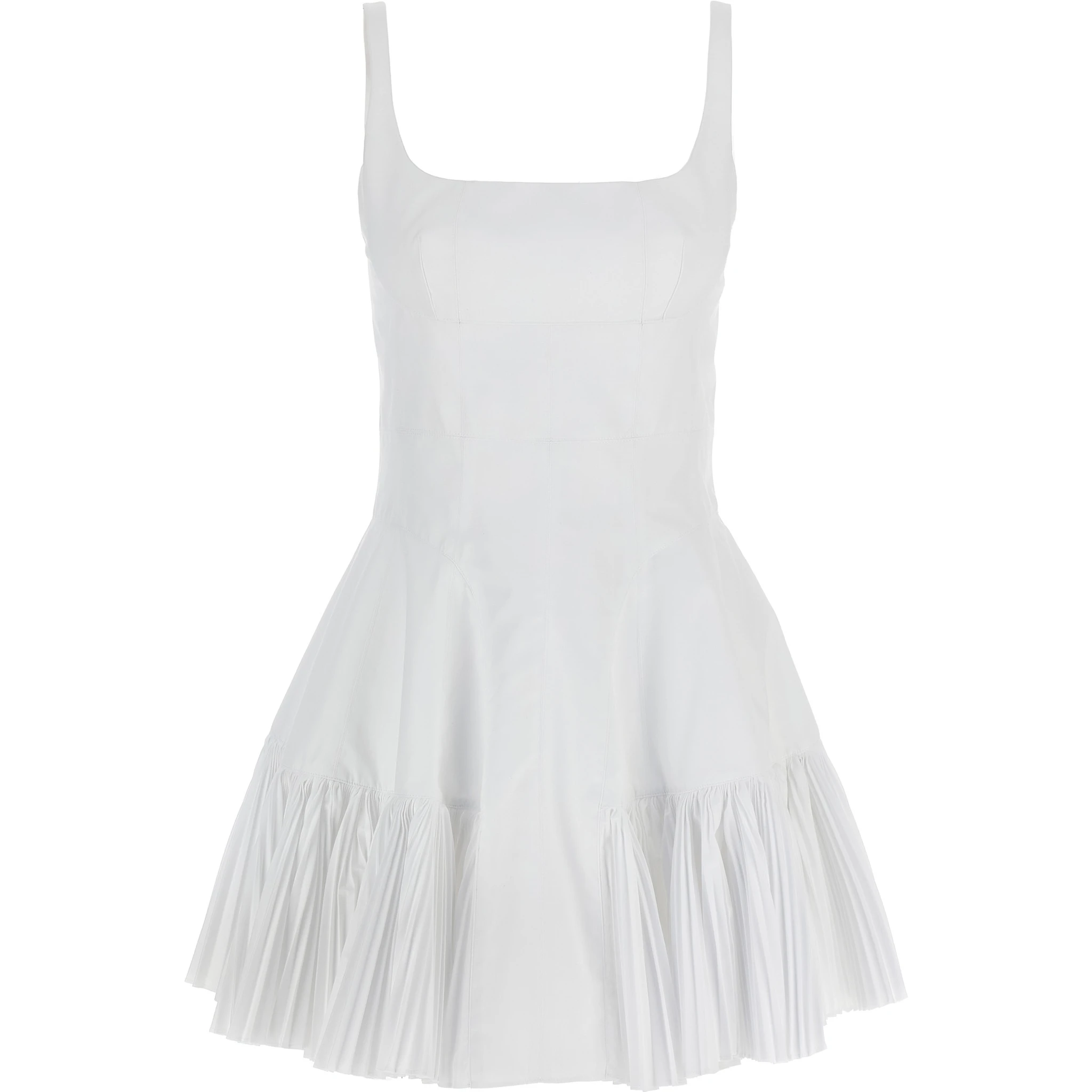 White Polyester Short Dress