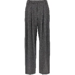 Gray Virgin Wool Casual Pants