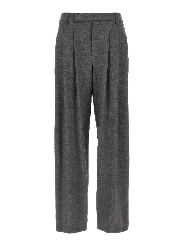 Gray Virgin Wool Casual Pants