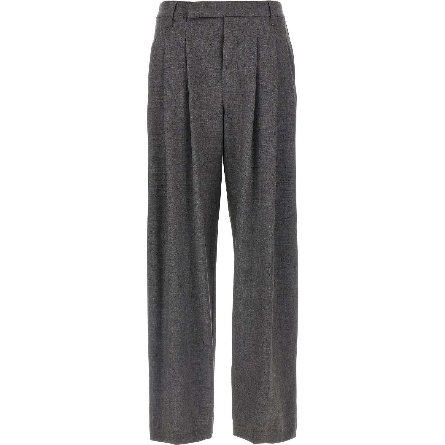 Gray Virgin Wool Casual Pants