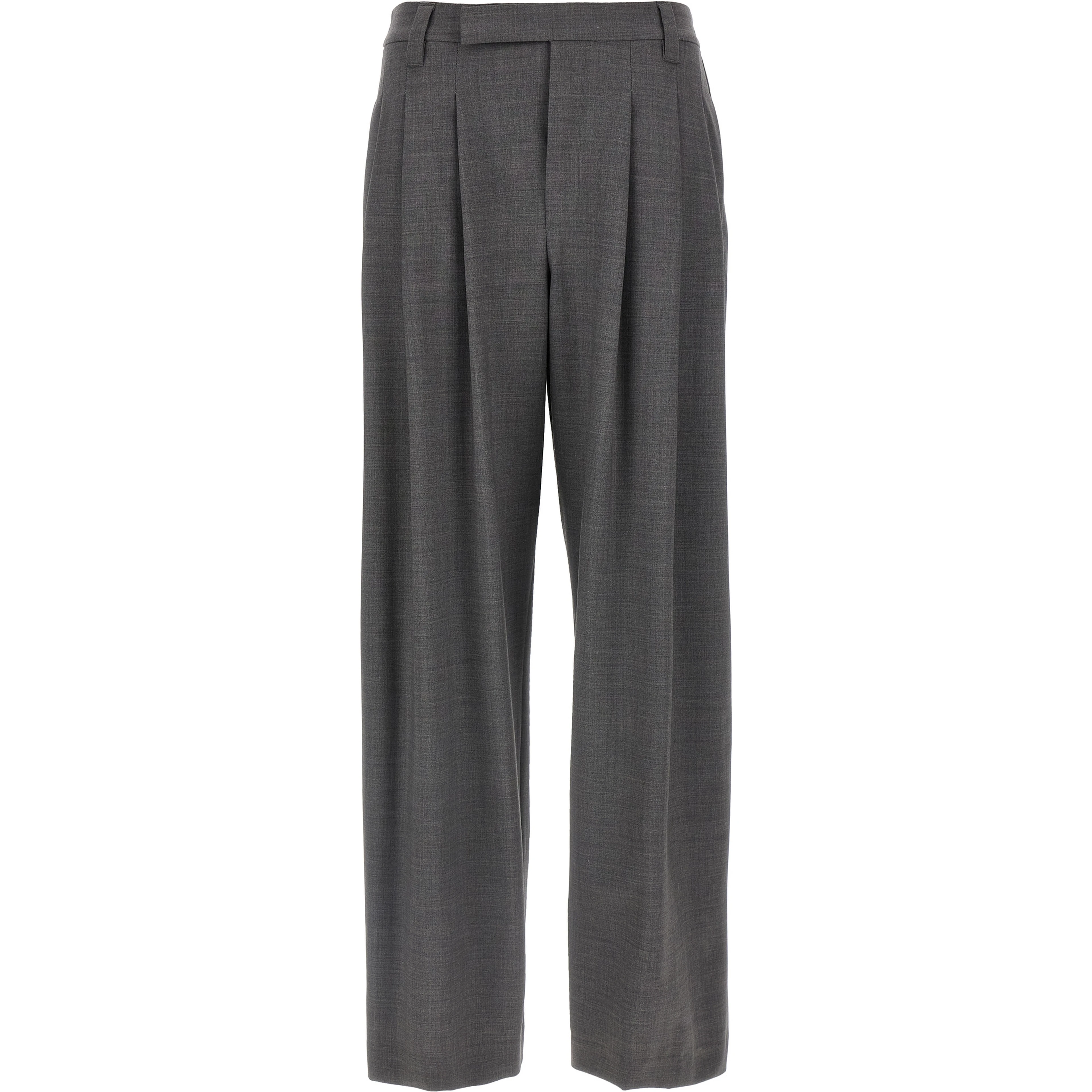 Gray Virgin Wool Casual Pants