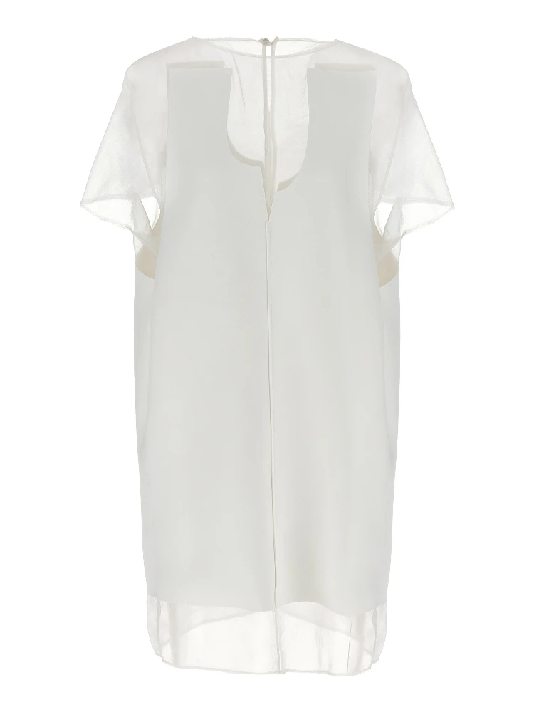 White Polyester Short Dress