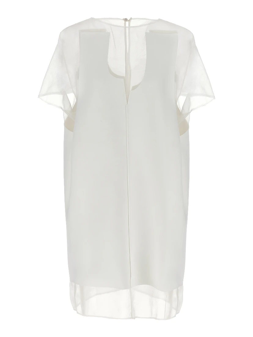 White Polyester Short Dress