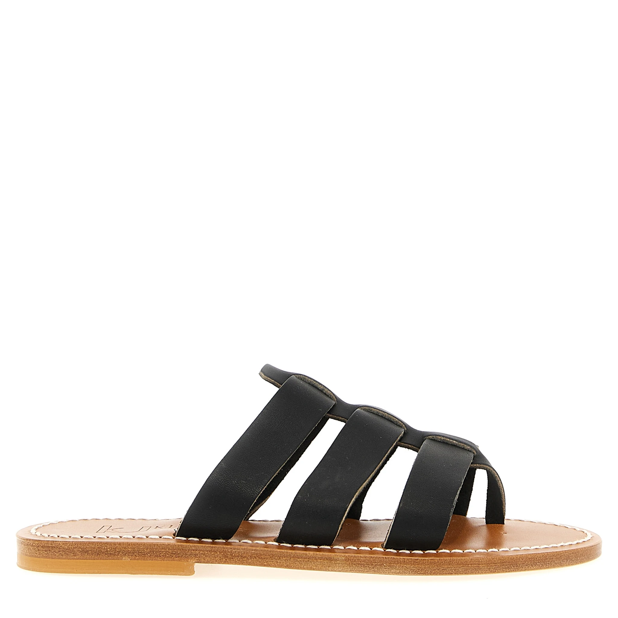 Black Cowhide Slides