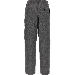 Gray Virgin Wool Casual Pants